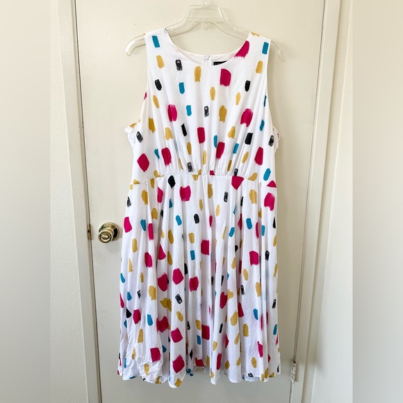 Plus Size ✨ Lane Bryant Confetti Multicolor Midi Dress with Pockets Size 26W - Picture 6 of 15